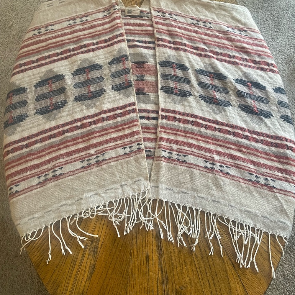 Bohemian Aztec Print Fringe Cape